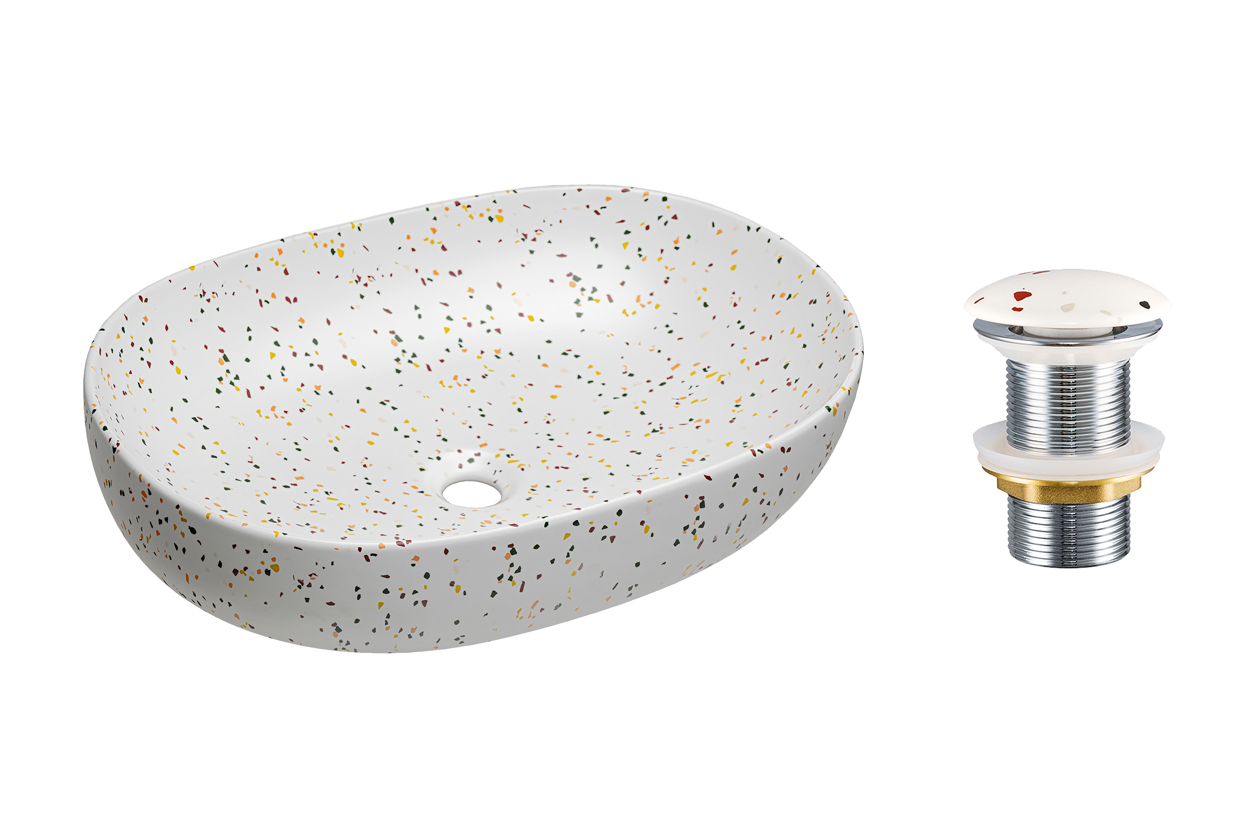 Pultra ültethető mosdó mosdótál 60×42 cm – Fehér SET-LILI T201M-W21-3-MP Pultra ültethető mosdó mosdótál 60×42 cm SET-LILI T201M-W21-3-MP