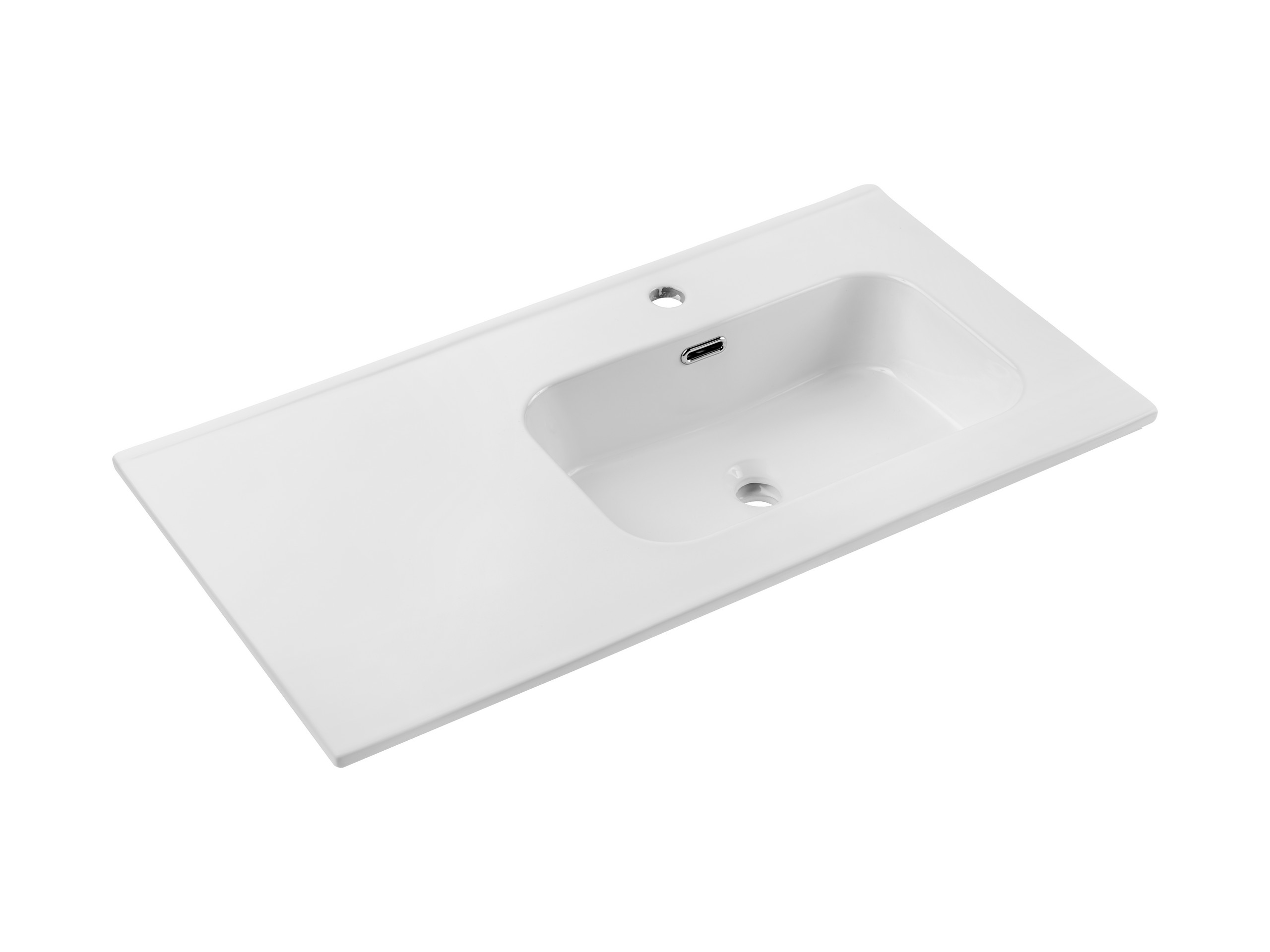 Süllyesztett mosdó – Bútorba építhető mosdó egymedencés 90 cm kerámia pulttal – Fényes fehér GO 2 90CM R DP ( E-8095-90R )-SM Süllyesztett mosdó – Bútorba építhető mosdó egymedencés 90 cm kerámia pulttal – Fényes fehér GO 2 90CM R DP ( E-8095-90R )-SM