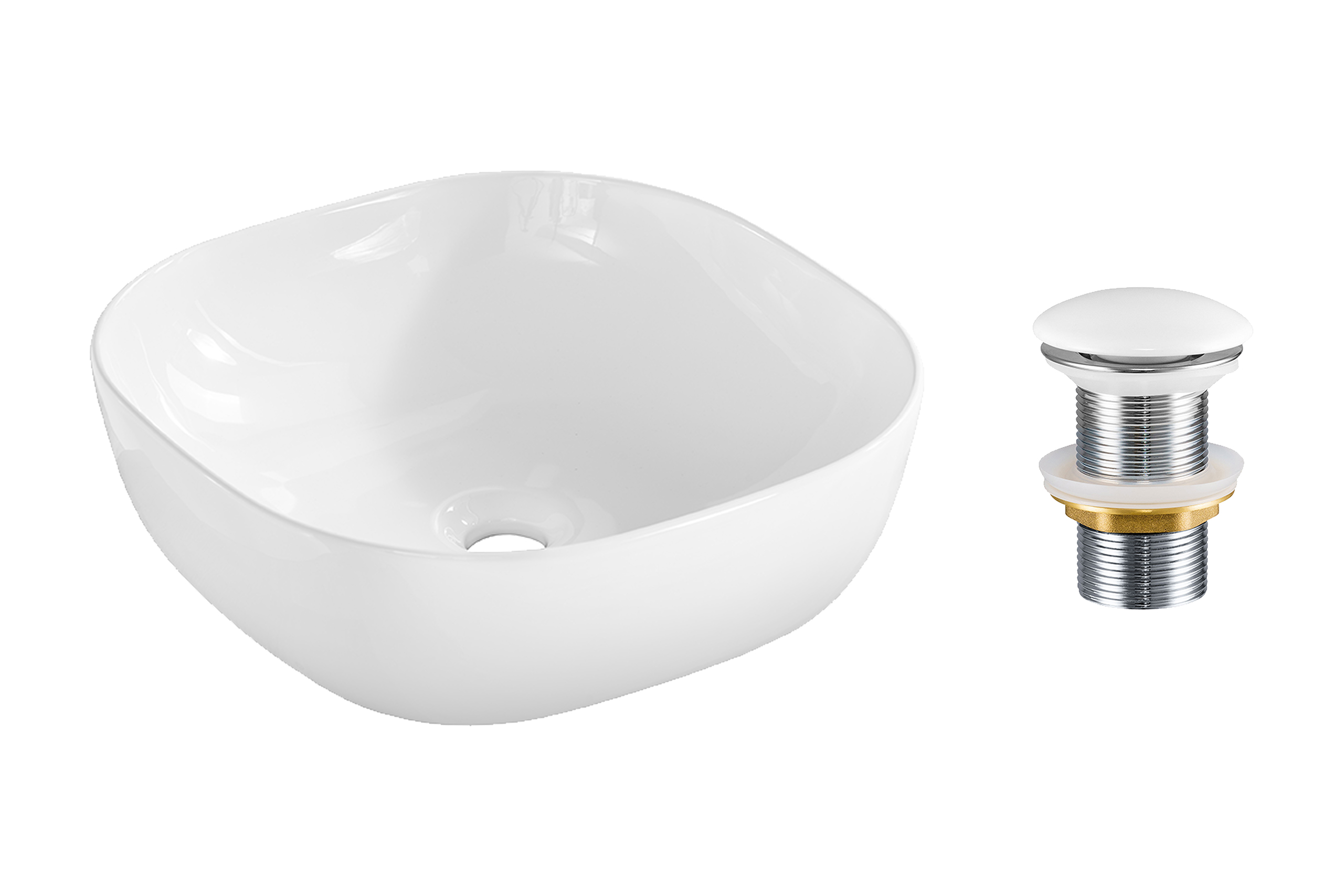 Pultra ültethető mosdó mosdótál 40×40 cm – Fehér SET-SMILE 40 DP T201-3-MP Pultra ültethető mosdó mosdótál 40×40 cm SET-SMILE 40 DP T201-3-MP