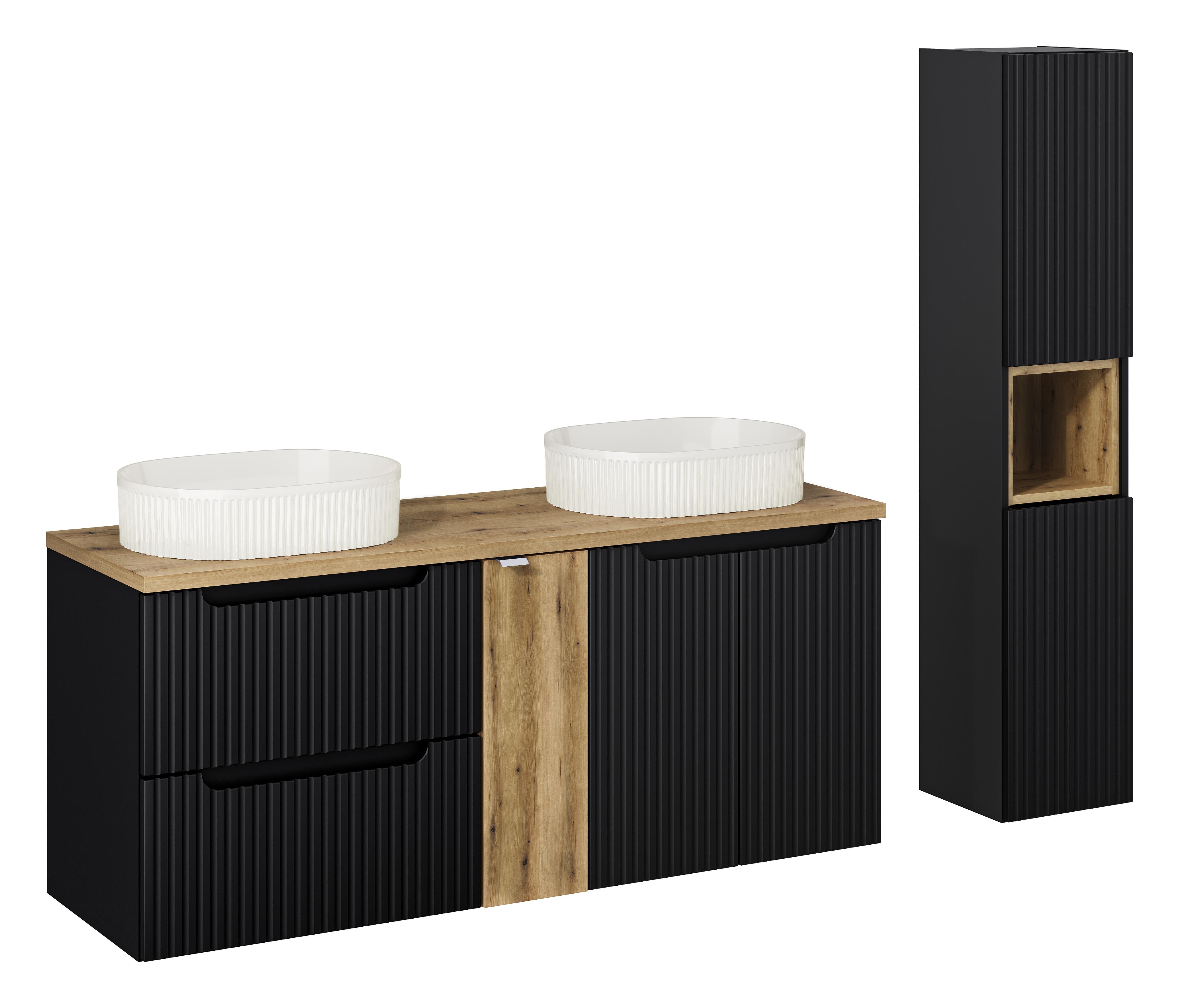 NOVA BLACK komplett fürdőszoba bútor szett 140 cm SET-NOB B OAK 140CM UN BEYOND 5 WH-NB HC NOVA BLACK komplett fürdőszoba bútor szett 140 cm SET-NOB B OAK 140CM UN BEYOND 5 WH HC-NB előnézeti kép