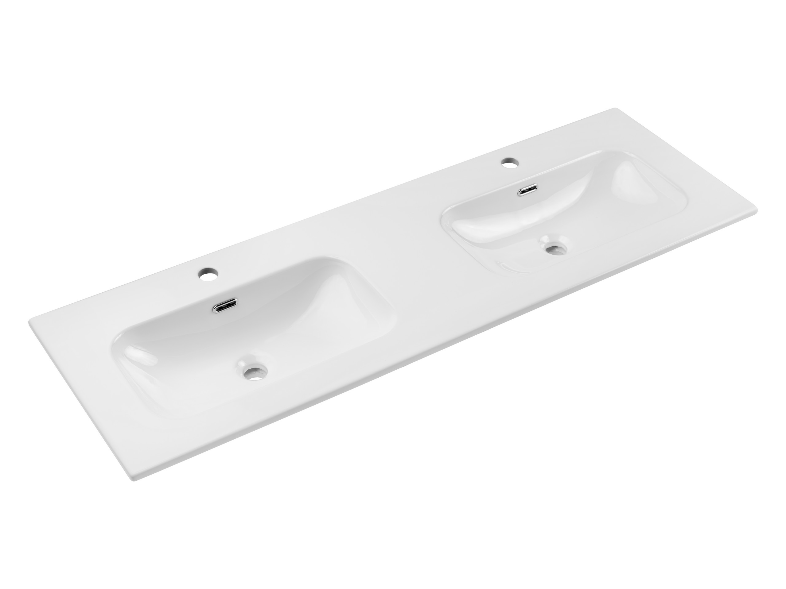 Süllyesztett mosdó – Bútorba építhető mosdó kétmedencés 140 cm – Fényes fehér FLY 140D DP ( E-8073-140D )-SM Süllyesztett mosdó – Bútorba építhető mosdó kétmedencés 140 cm – Fényes fehér FLY 140D DP ( E-8073-140D )-SM