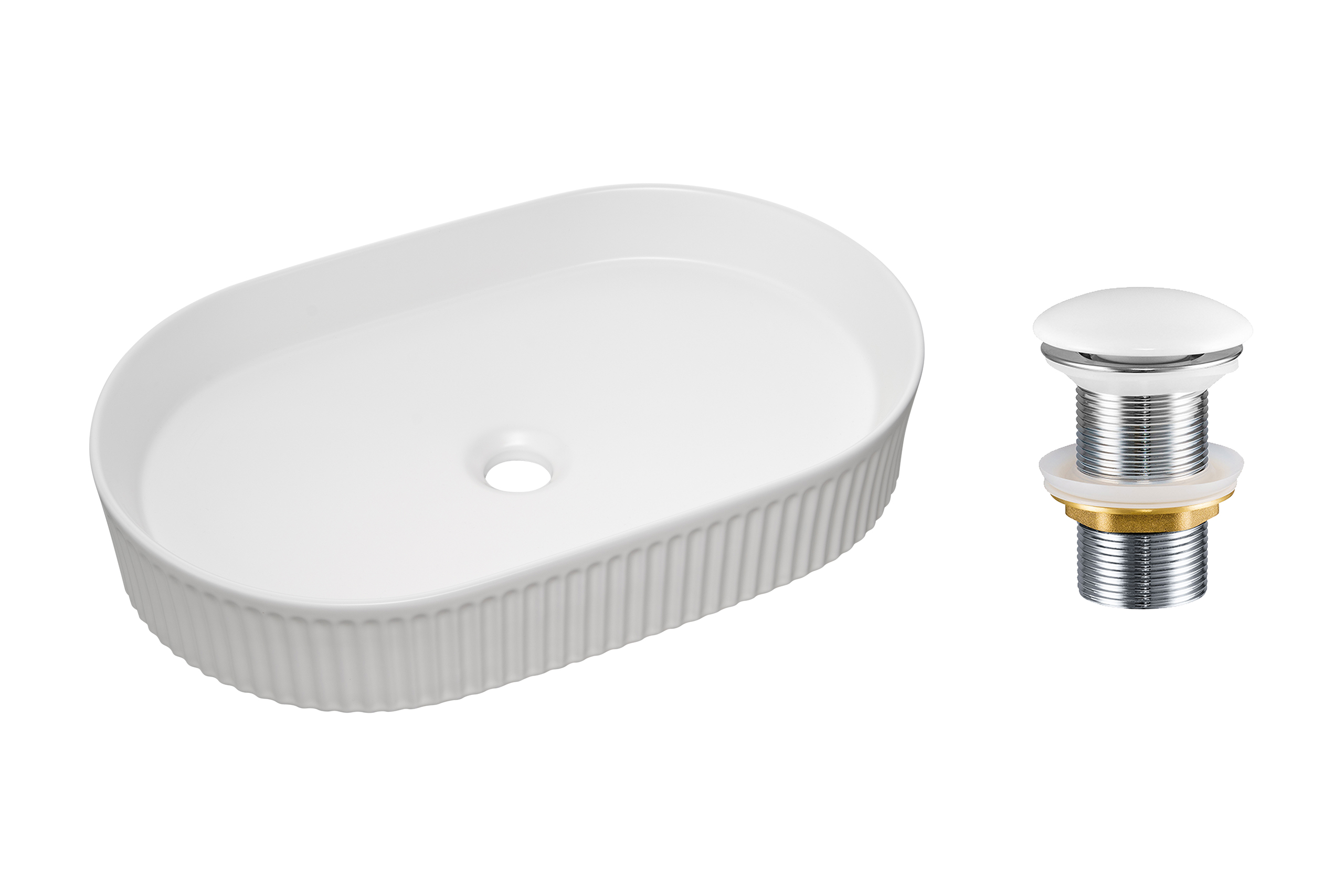 Pultra ültethető mosdó mosdótál 56×36 cm – Fehér SET-BEYOND 3 WHITE T201-3-MP Pultra ültethető mosdó mosdótál 56×36 cm SET-BEYOND 3 WHITE T201-3-MP