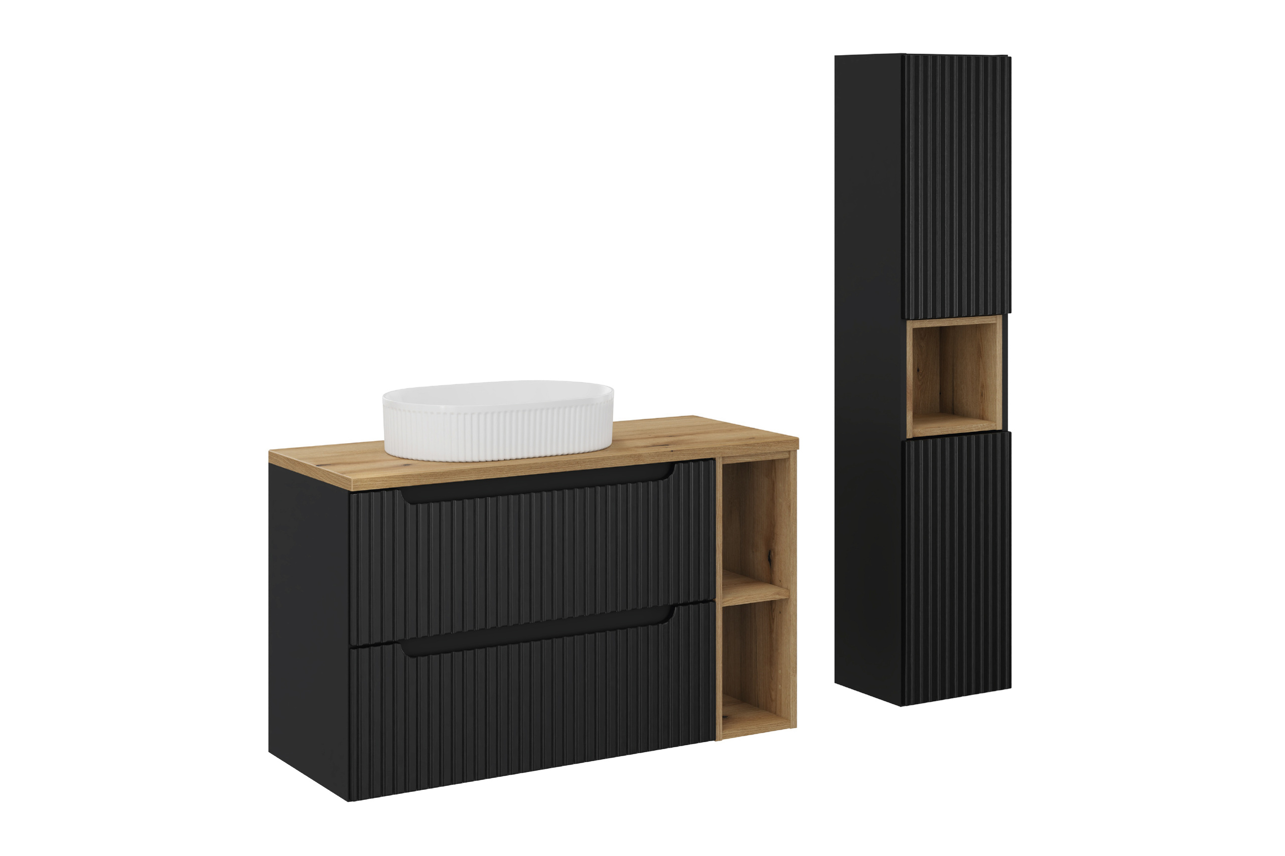 NOVA BLACK komplett fürdőszoba bútor szett 100 cm SET-NOB B OAK 100CM UN BEYOND WH HC LR-NB NOVA BLACK komplett fürdőszoba bútor szett 100 cm SET-NOB B OAK 100CM UN BEYOND WH HC LR-NB előnézeti kép