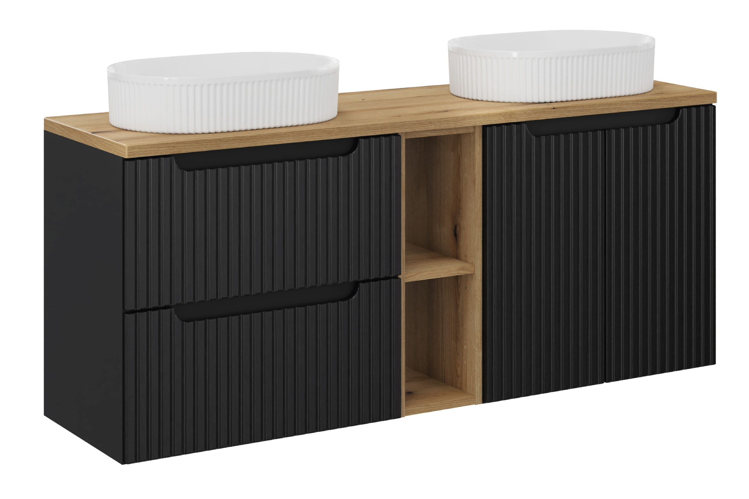 NOVA BLACK komplett fürdőszoba bútor szett 140 cm SET-NOB B OAK 140CM UN BEYOND WH LR-NB NOVA BLACK komplett fürdőszoba bútor szett 140 cm SET-NOB B OAK 140CM UN BEYOND WH LR-NB előnézeti kép