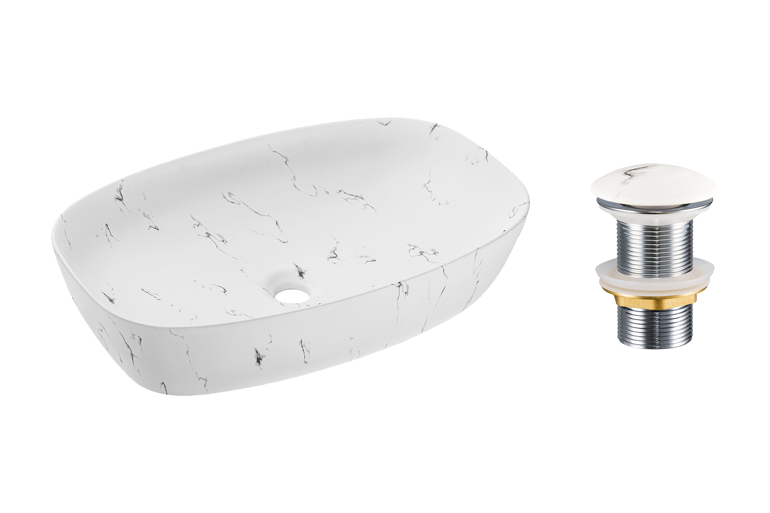 Pultra ültethető mosdó mosdótál 60×38 cm – Fehér SET-MEGI T201M-W13-3-MP Pultra ültethető mosdó mosdótál 60×38 cm SET-MEGI T201M-W13-3-MP