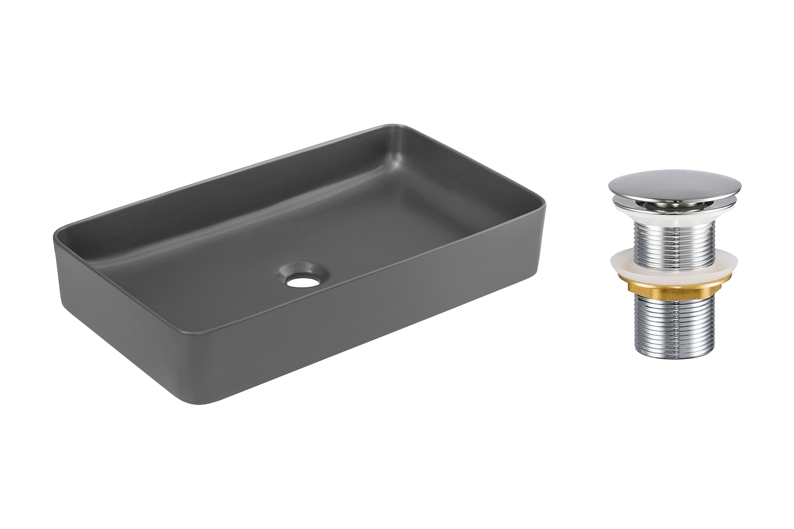 Pultra ültethető mosdó mosdótál 60×34 cm – Fehér SET-SLIM 60 GREY DP T201L-3-MP Pultra ültethető mosdó mosdótál 60×34 cm SET-SLIM 60 GREY DP T201L-3-MP