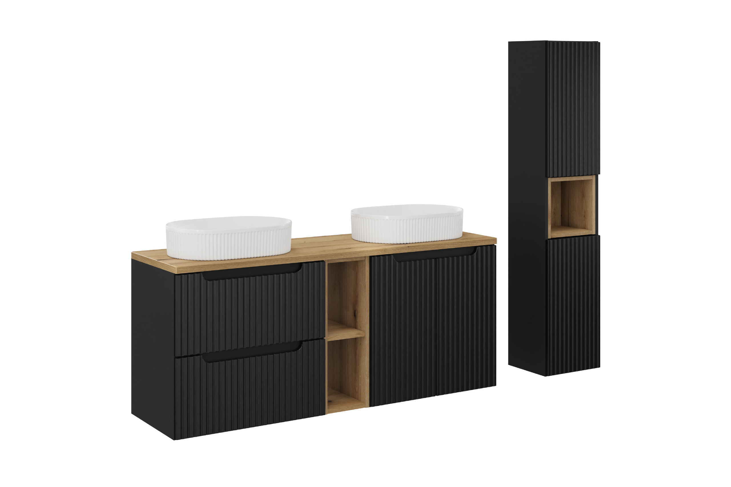 NOVA BLACK komplett fürdőszoba bútor szett 140 cm SET-NOB B OAK 140CM UN BEYOND WH HC LR-NB NOVA BLACK komplett fürdőszoba bútor szett 140 cm SET-NOB B OAK 140CM UN BEYOND WH HC LR-NB előnézeti kép