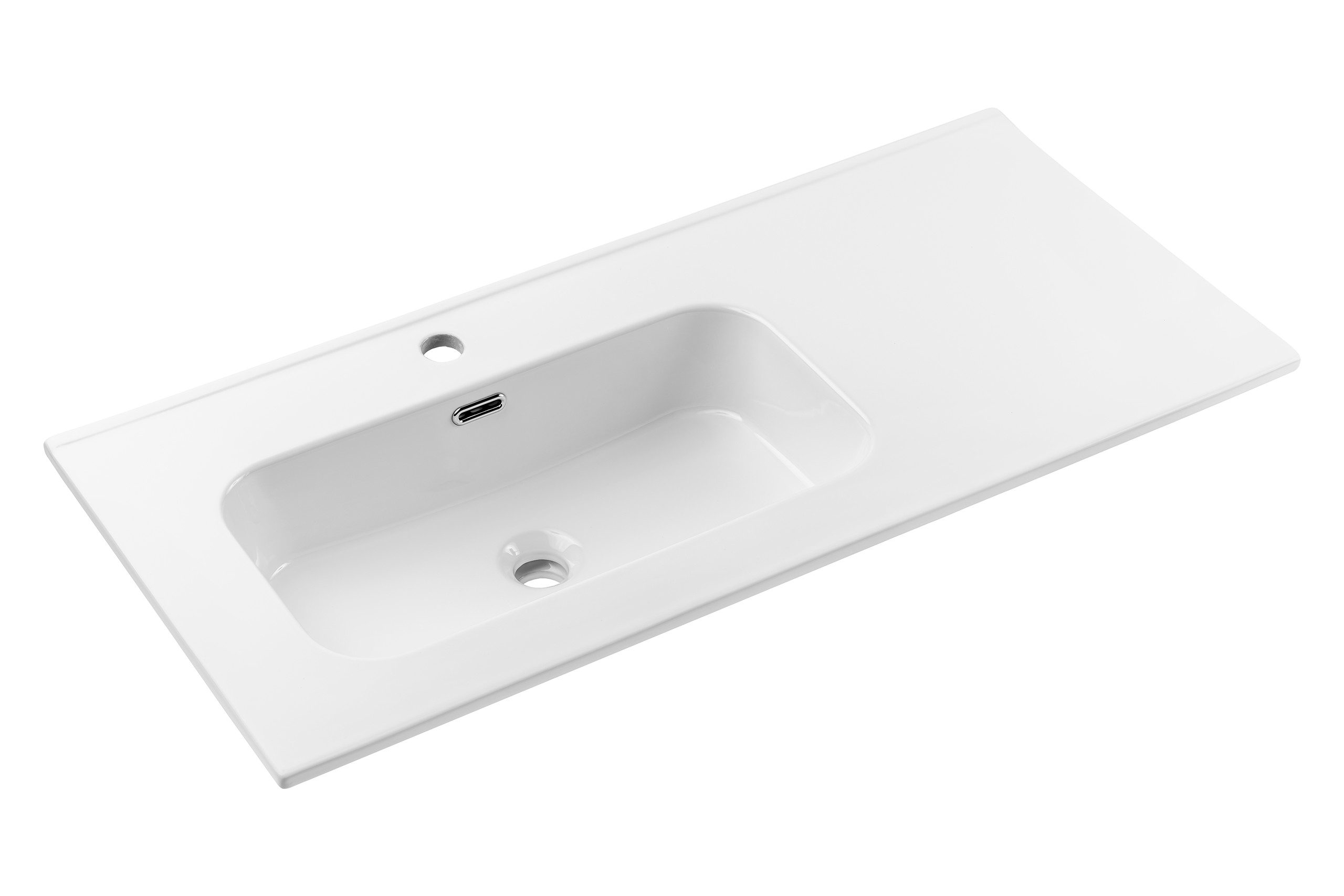 Süllyesztett mosdó – Bútorba építhető mosdó egymedencés 100 cm kerámia pulttal – Fényes fehér GO 2 100CM L DP ( E-8095-100L )-SM Süllyesztett mosdó – Bútorba építhető mosdó egymedencés 100 cm kerámia pulttal – Fényes fehér GO 2 100CM L DP ( E-8095-100L )-SM