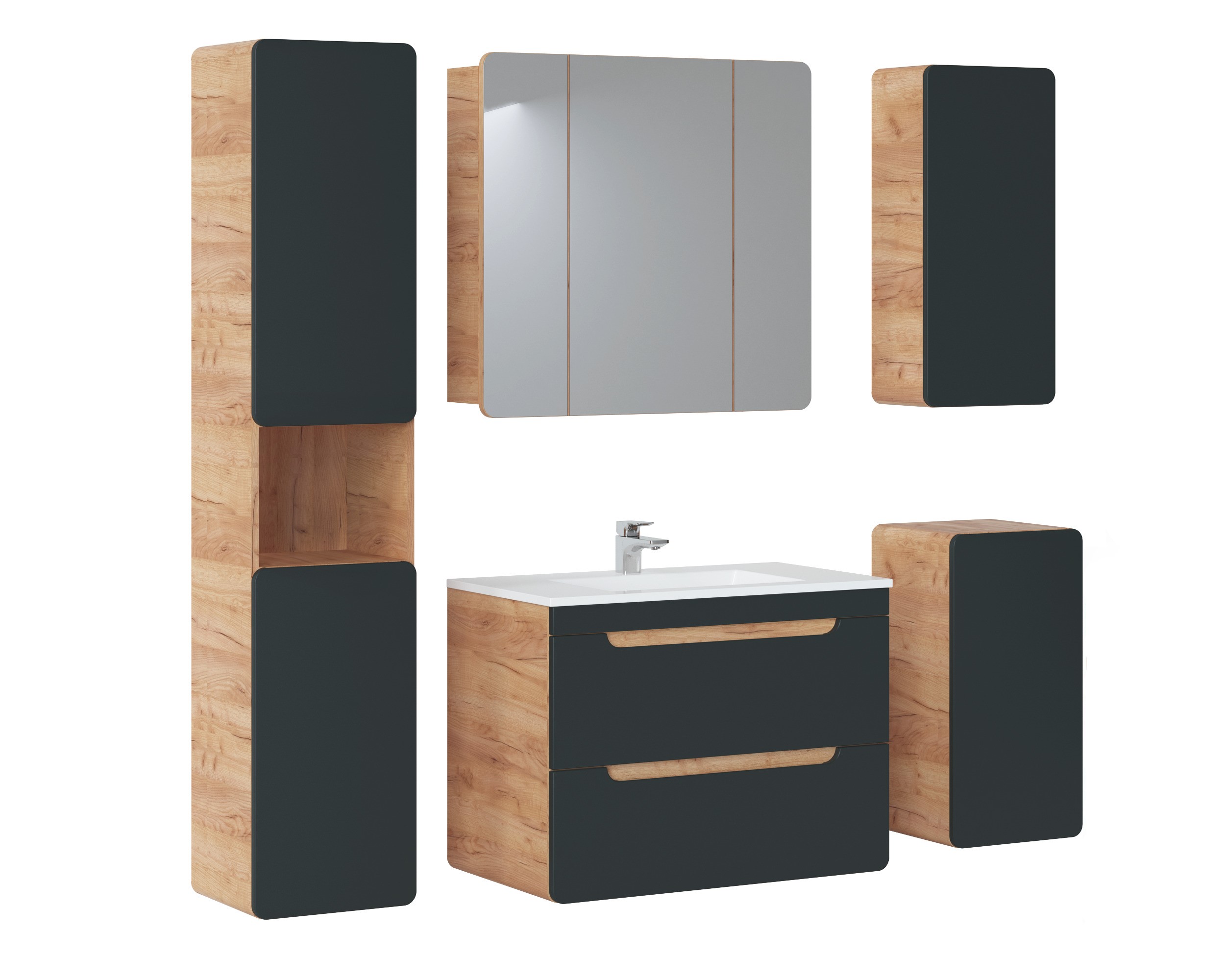 szafka pod umywalkę 80 cm dąb craft szary kosmos
