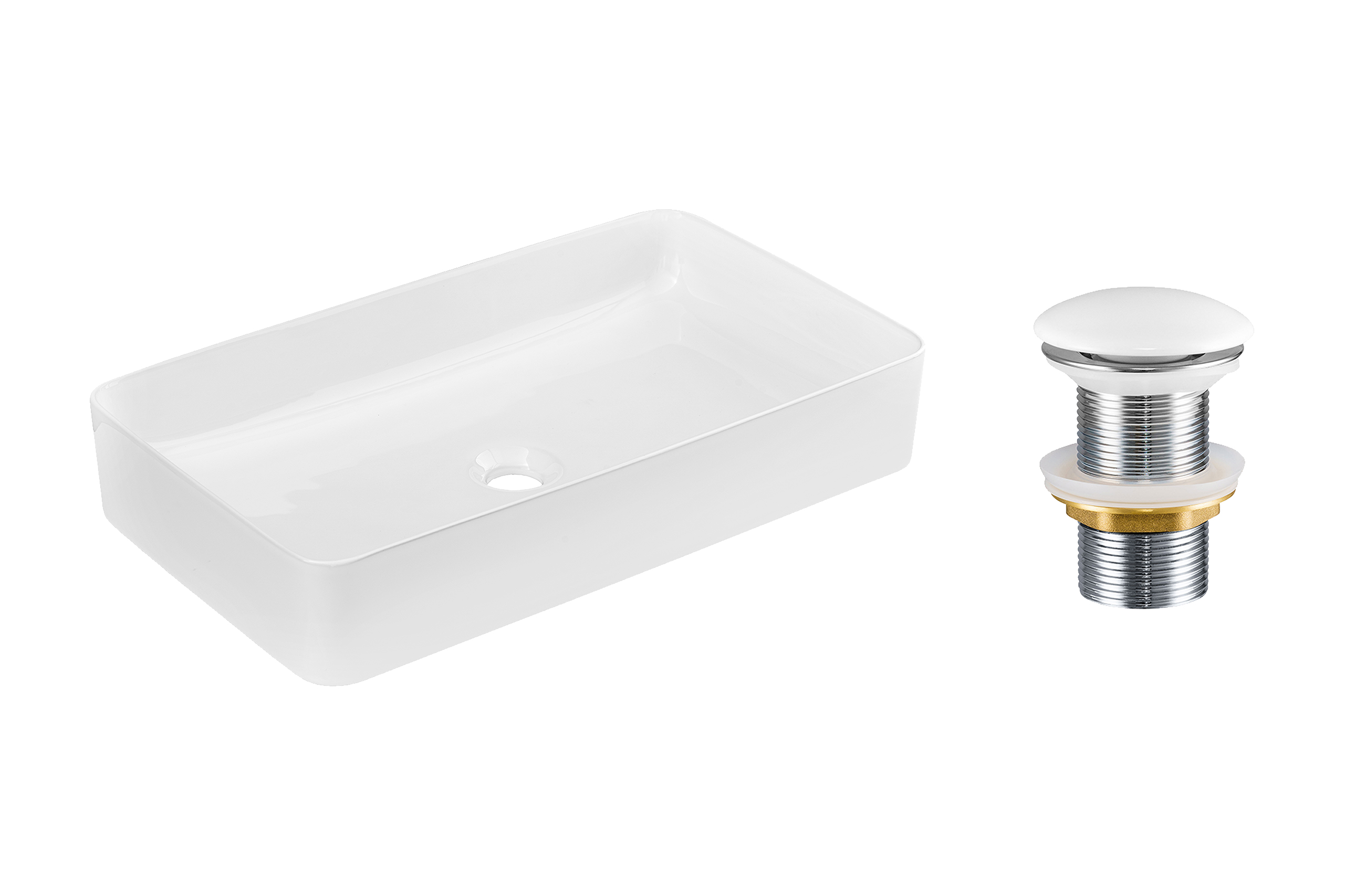 Pultra ültethető mosdó mosdótál 60×34 cm – Fehér SET-SLIM 60 WHITE DP T201-3-MP Pultra ültethető mosdó mosdótál 60×34 cm SET-SLIM 60 WHITE DP T201-3-MP