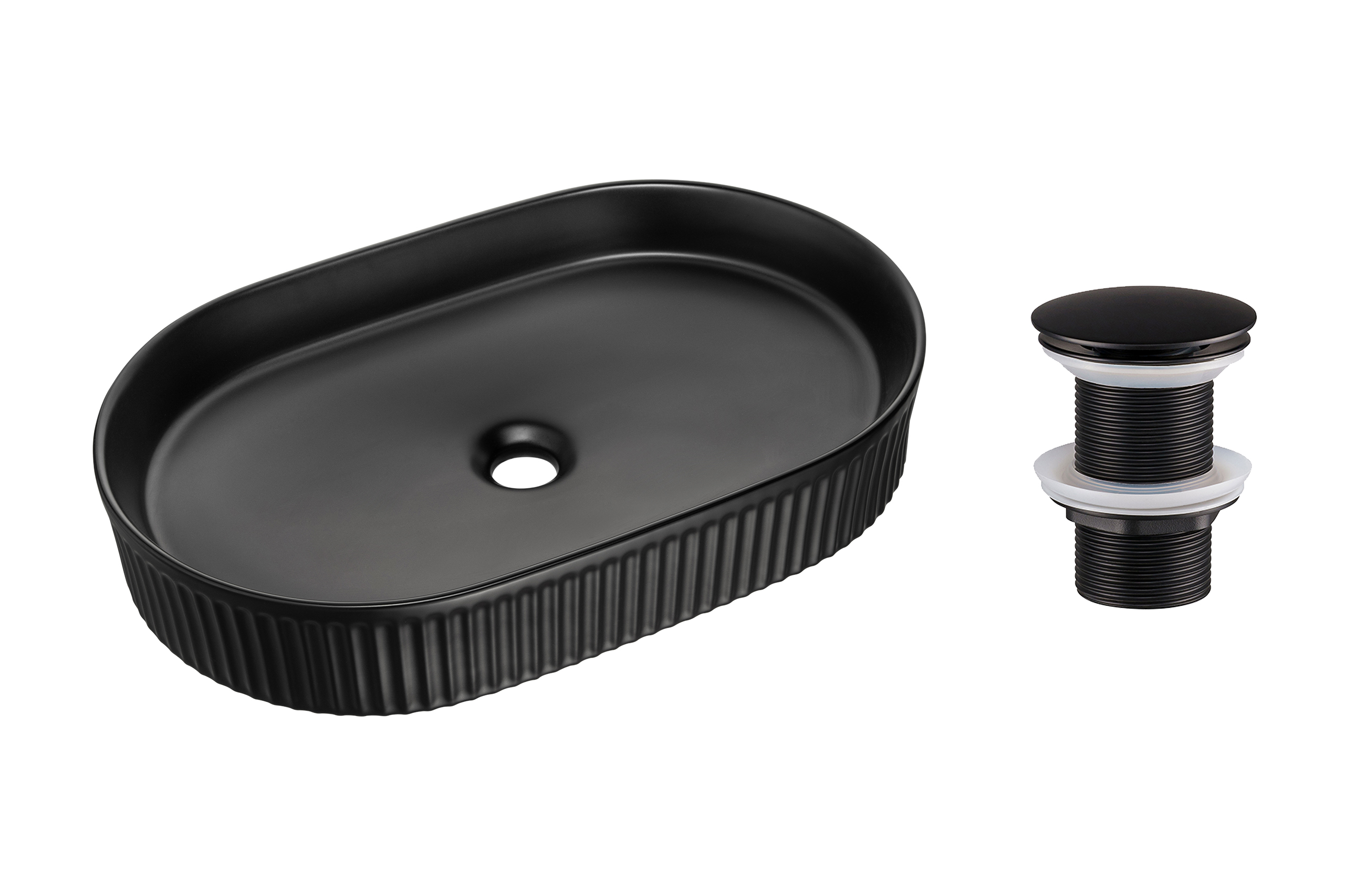 Pultra ültethető mosdó mosdótál 56×36 cm – Fehér SET-BEYOND 3 BLACK T201MBG-3-MP Pultra ültethető mosdó mosdótál 56×36 cm SET-BEYOND 3 BLACK T201MBG-3-MP