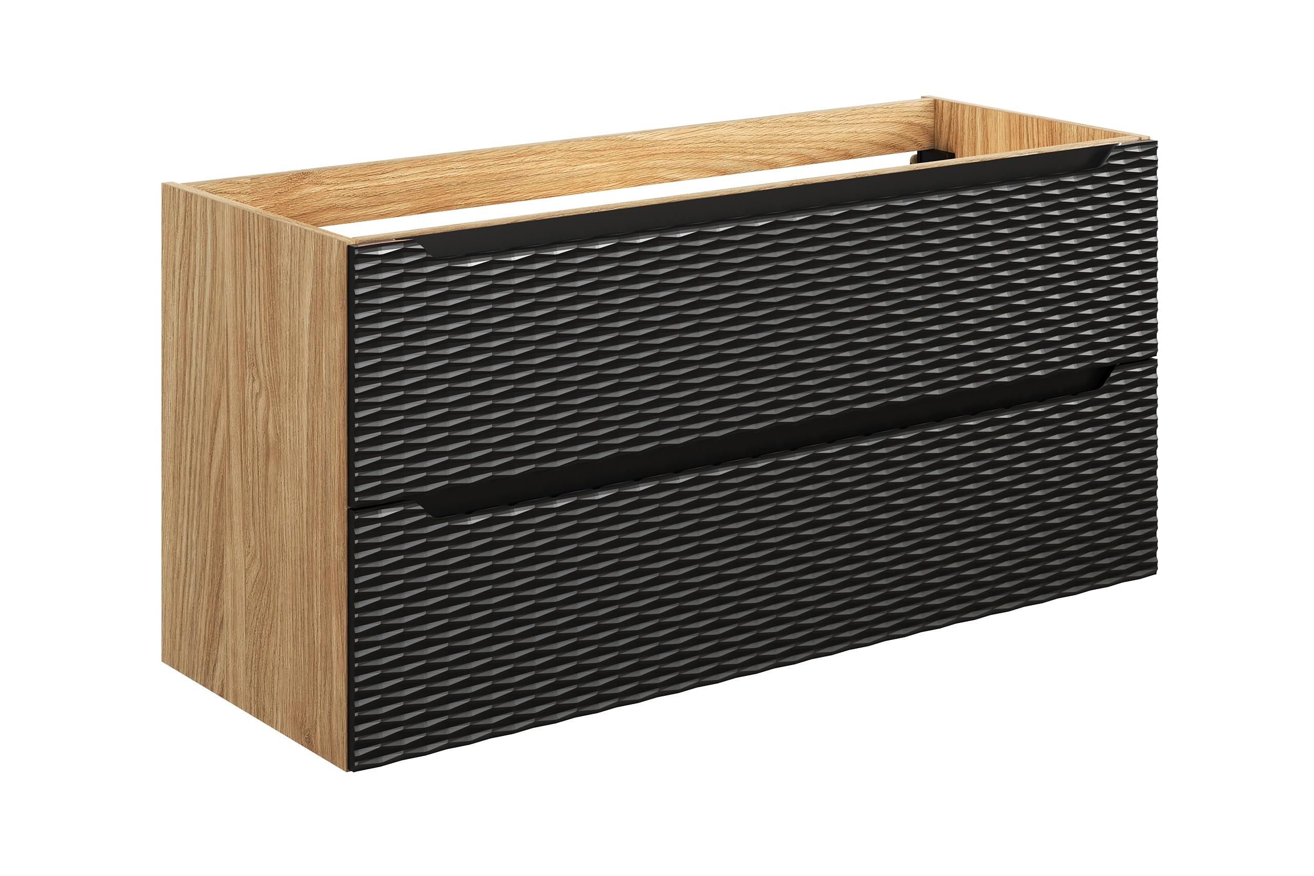 .OCEAN BLACK komplett fürdőszoba bútor szett 120 cm mosdós szekrénnyel OCEAN BLACK 82-120-2S – Szafka pod umywalkę 120cm 2 szuflady